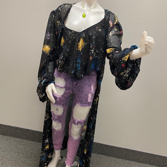 Galaxy print drawstring robe - Picture 5 of 5